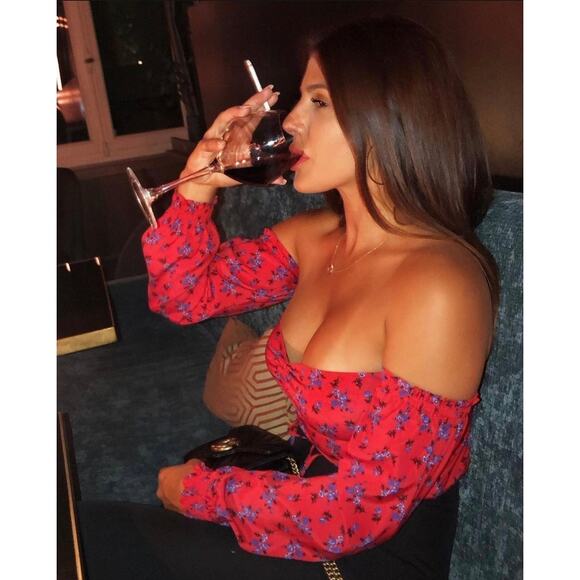 INTERMIX Nicola Off Shoulder Top US 4 Night Out Date Floral Romantic Red - Picture 1 of 7